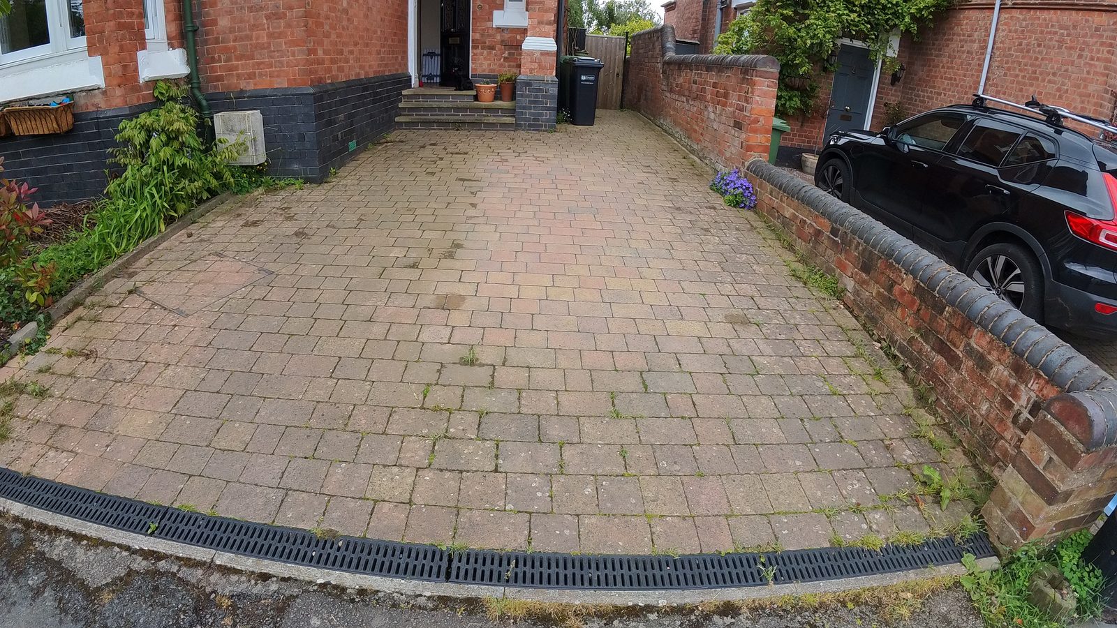 Driveway and path before cleaning